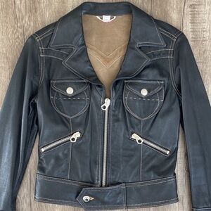 Nolita DeNimes Leather Jacket with Stitch Detailing